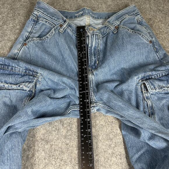 Old Navy Jeans 6 Tall Baggy Wide Leg Cargo Mid Rise Medium Wash Denim - Picture 5 of 10